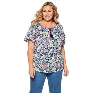 Allison Daley Peasant Floral Print Women's Top Size 3X